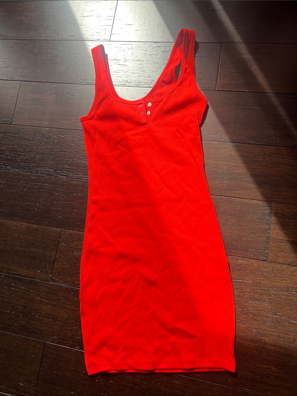 Zara red Ribbed Henley Tank Dress